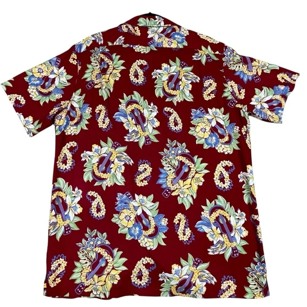Polo Ralph Lauren Floral Lei Ukulele Hawaiian Preppy Summer Fun Camp Shirt Sz M